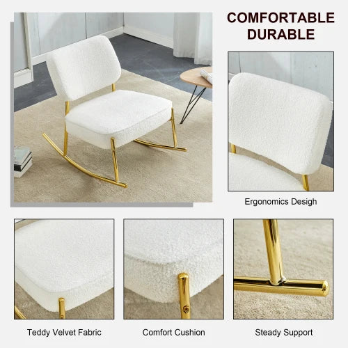 Nursery Teddy Fabric Upholstered Glider Rocker Chair