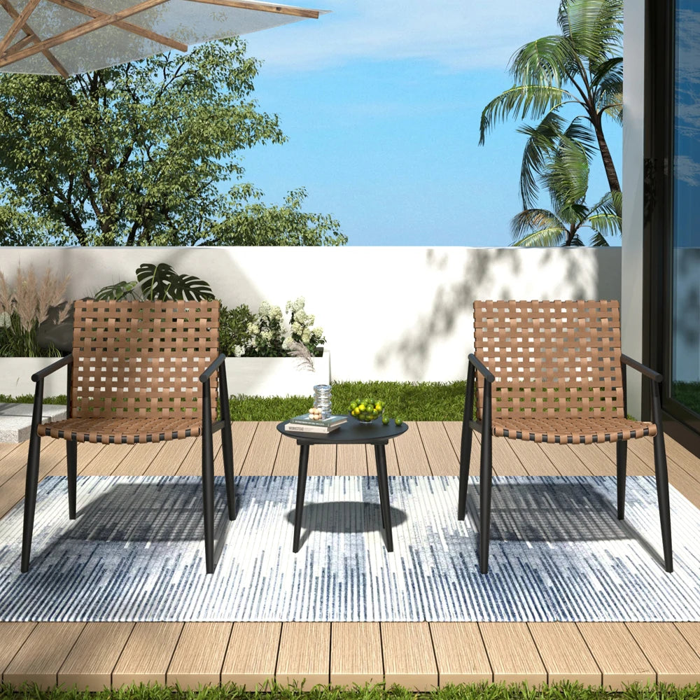 LISM PE Rattan Outdoor Chat Set With Glass Side Table