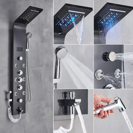 Uythner LED Shower Panel System With Temperature Display Mixer Tap