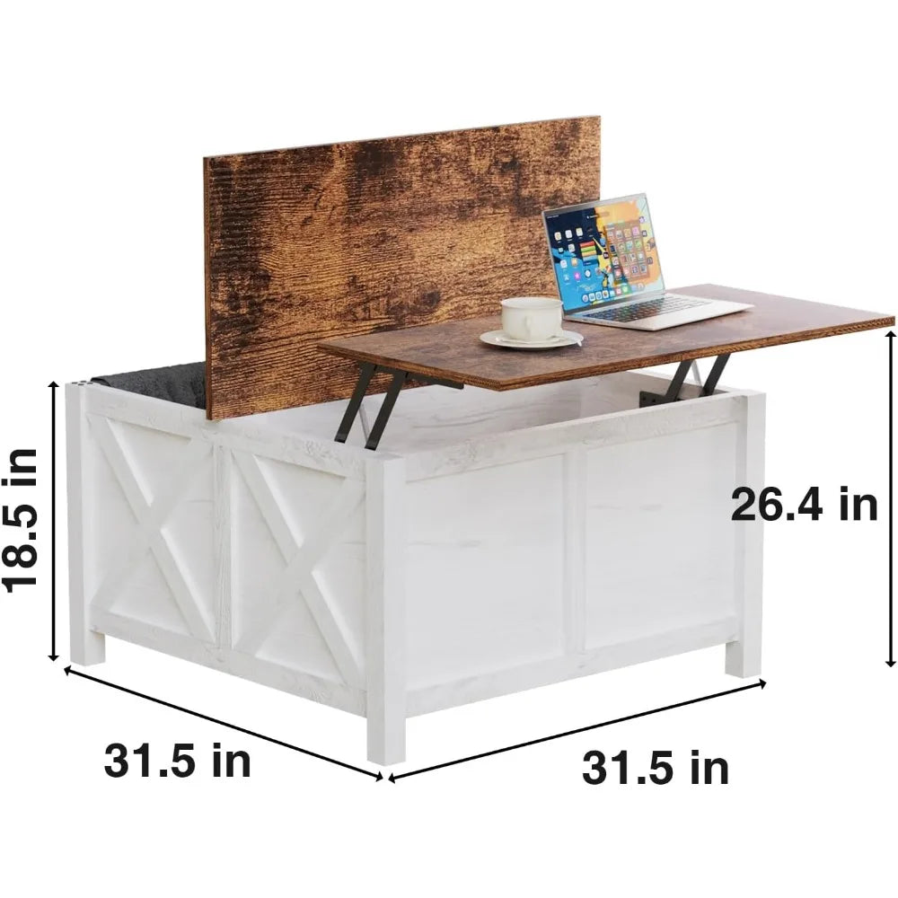 Lift Top Coffee Table With Storage Farmhouse Wood Rustic Living Room