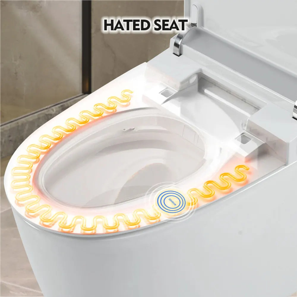Heated Seat Smart Toilet One Piece Automatic Flush Foot Sensor
