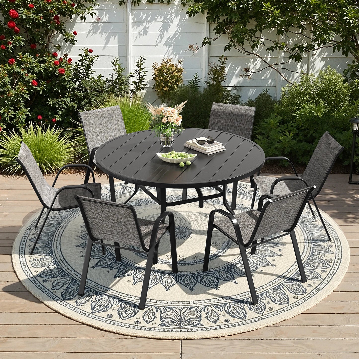 Farini 7 Piece Outdoor Dining Set With Round Table Chairs