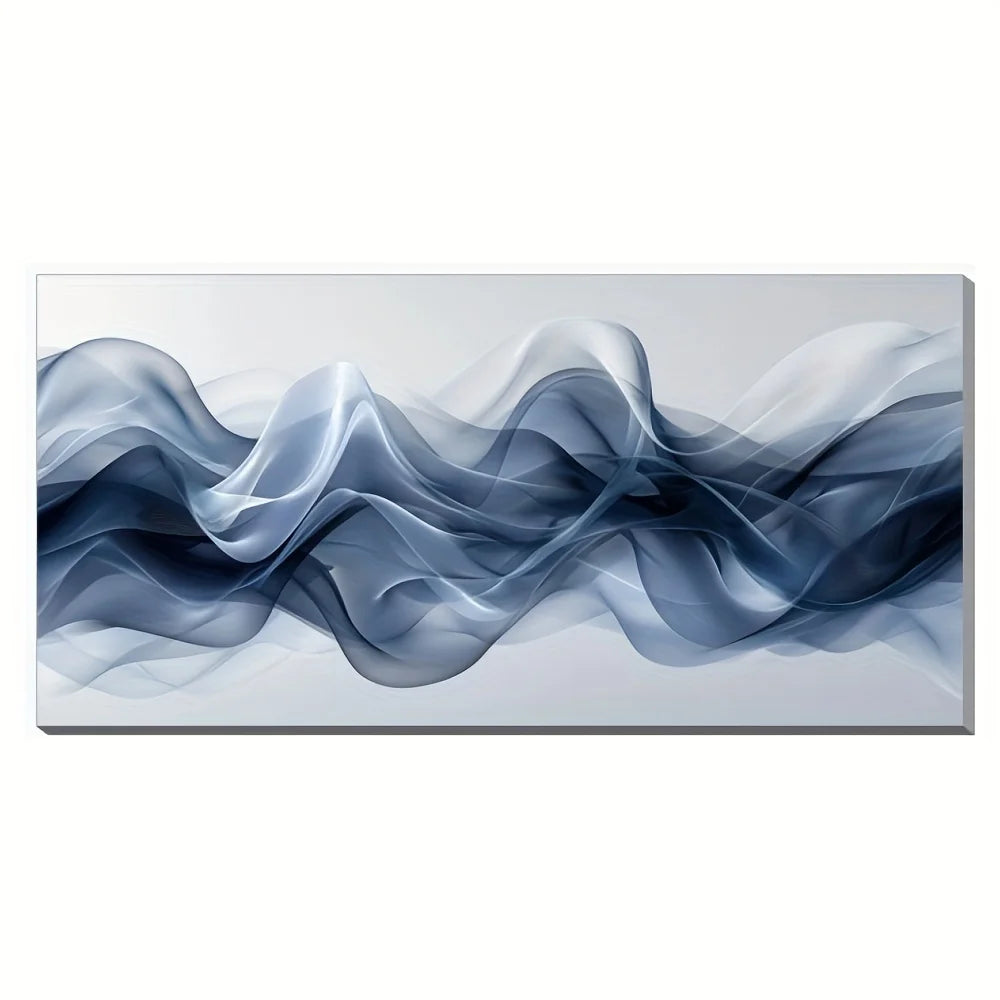Abstract Wavy Canvas Wall Art in Pine Wood Frame