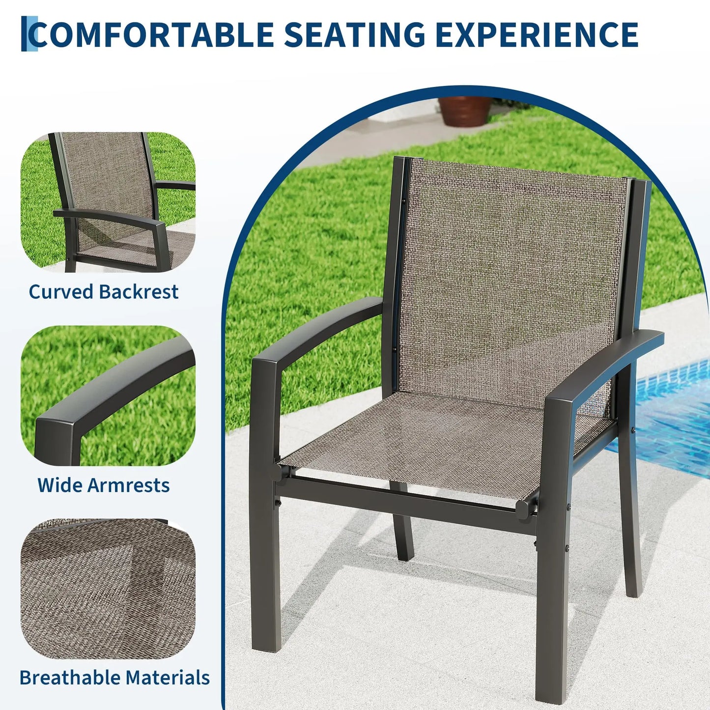 HobbyLane Modern 4 Piece Metal Patio Furniture Set Table Outdoor