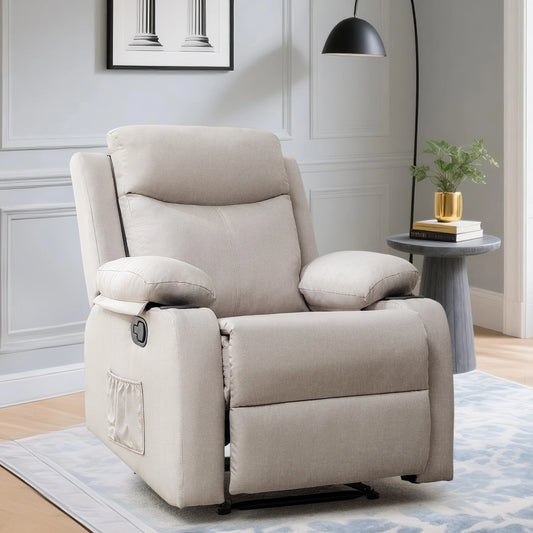 KORSER Small Manual Recliner With Cup Holders And Side Pockets
