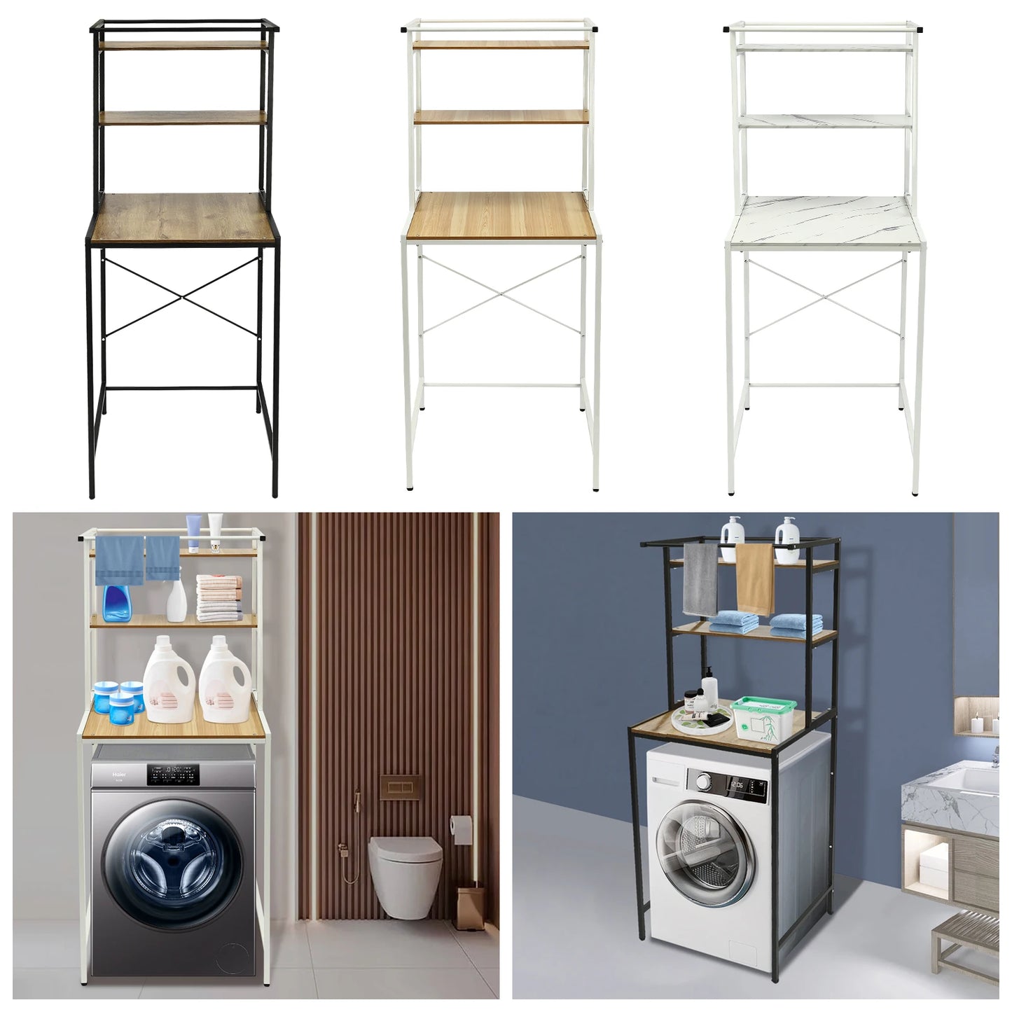 Triple Tier Washer And Dryer Shelf Cabinet Over Washing Machine