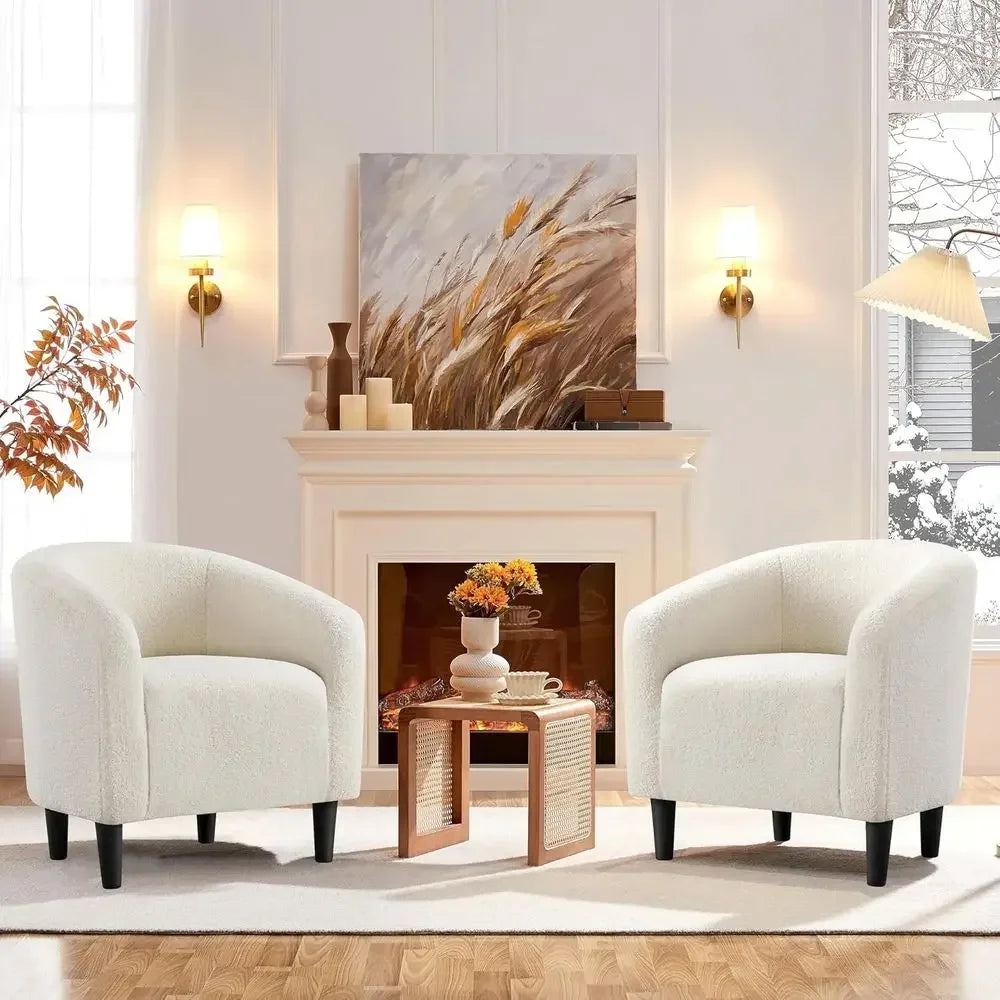 Elegant Upholstered Accent Chairs With Padded Armrests Set Of 2