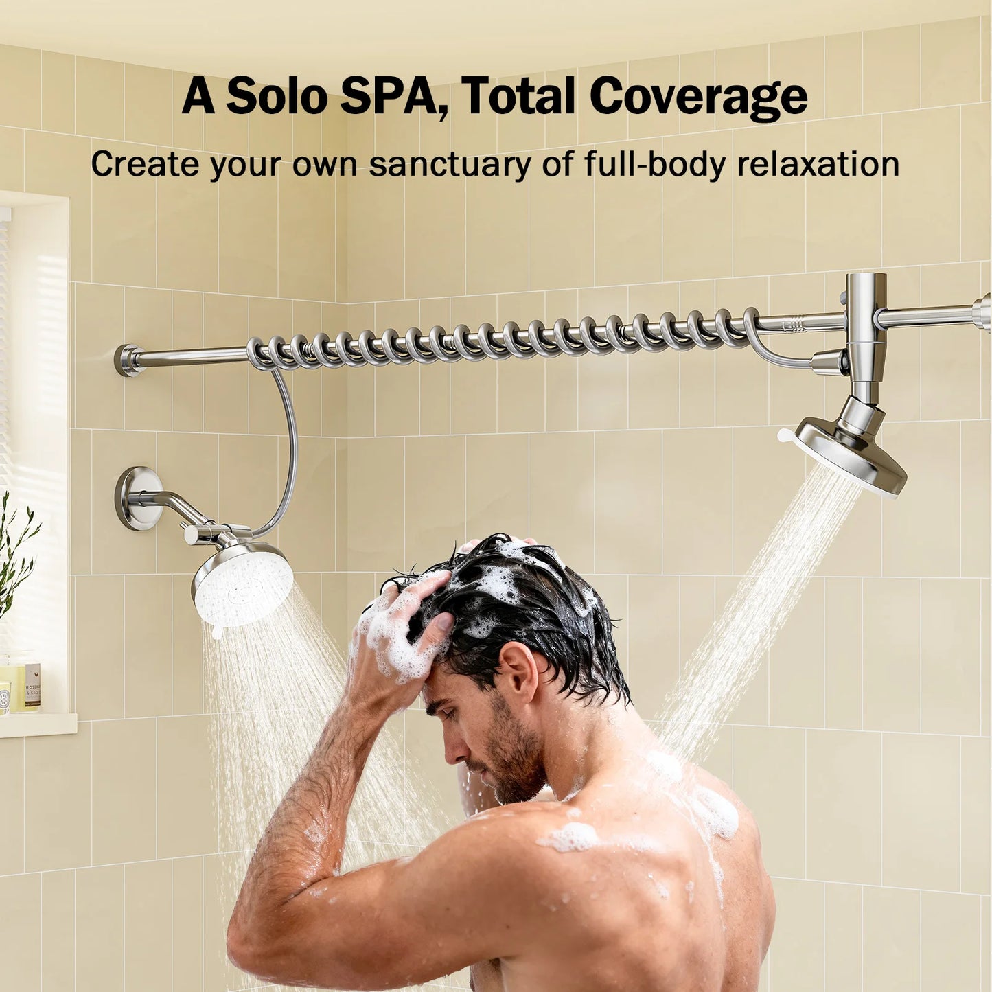 Tandem Dual Shower Head For Couples With Original Adjustable Slider