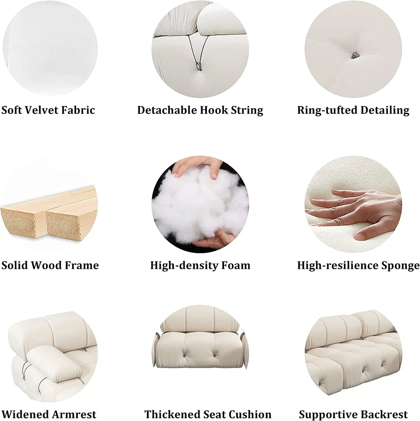 Sdorens Minimalist Modular Velvet Sectional Sofa Set For Living Room