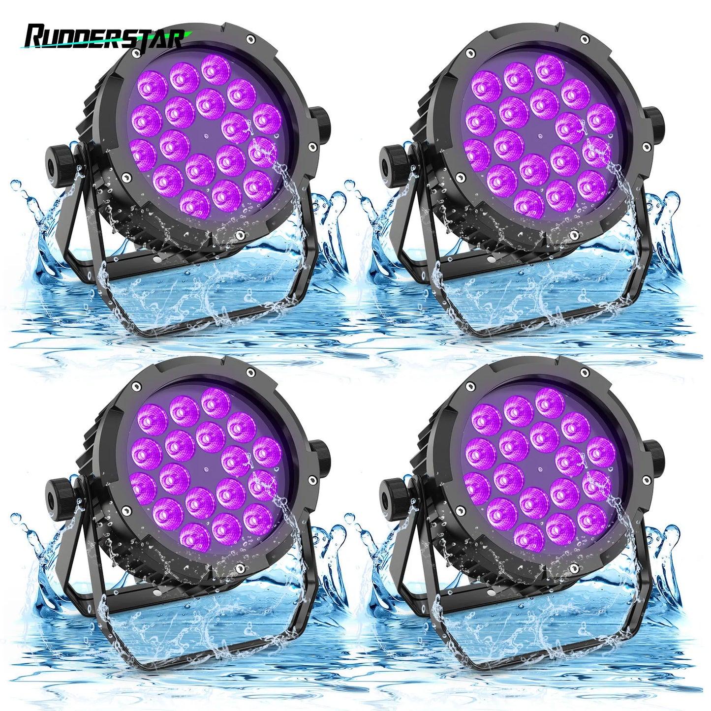 Rudderstar Waterproof 18LED Par Light RGBWA UV Stage Effect Projector