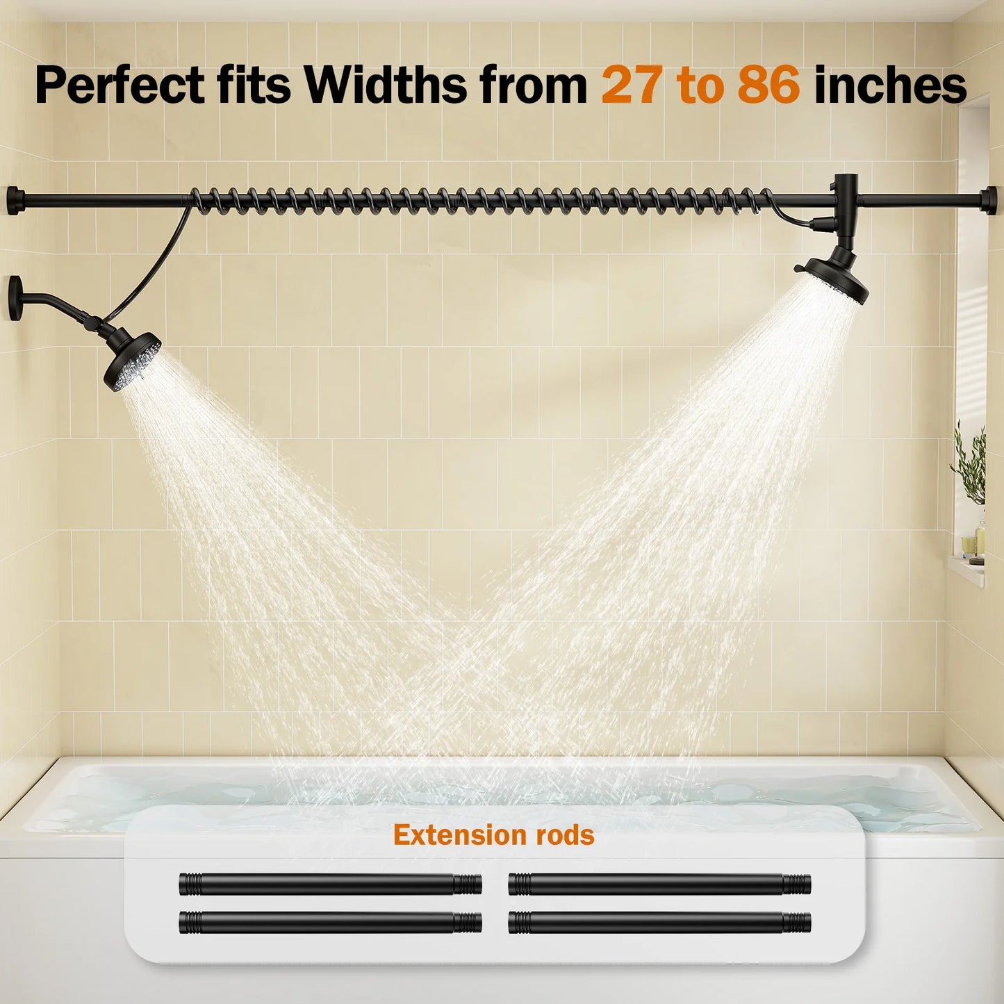 Tandem Dual Shower Head For Couples With Original Adjustable Slider