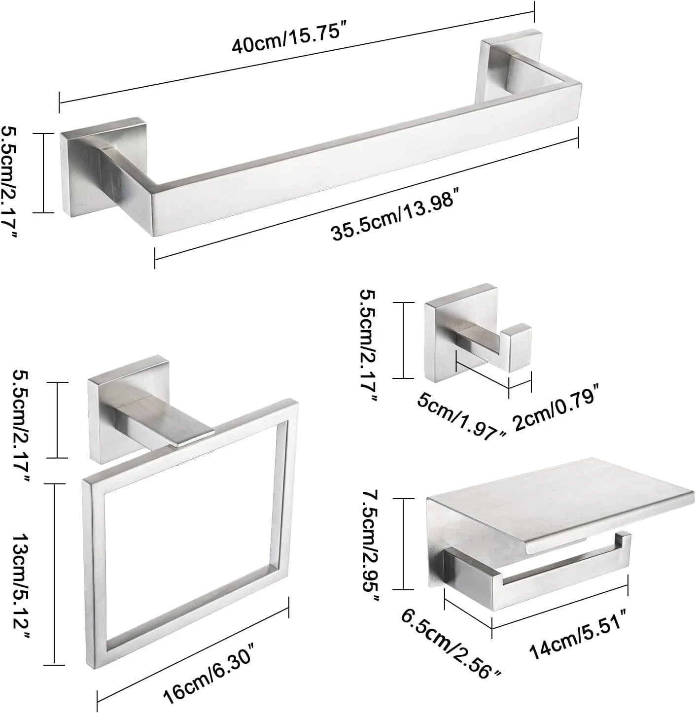 DQOK Bathroom Hardware Set Brushed Stainless Steel Bath Accessories