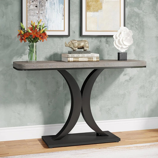 Little Tree Industrial Console Table With X Shaped Base