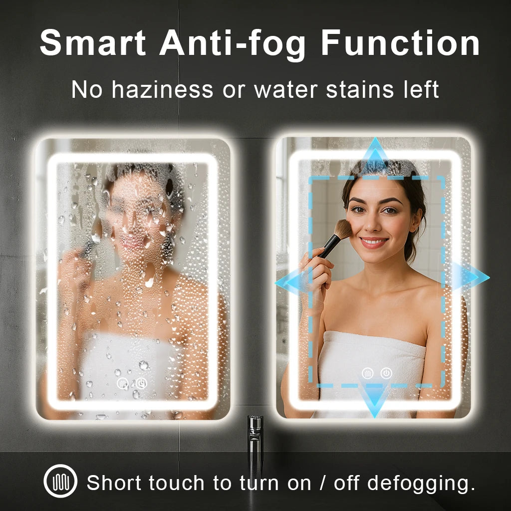 MYGIIVOVO Dimmable LED Backlit Fogless Bathroom Mirror Wall Mounted