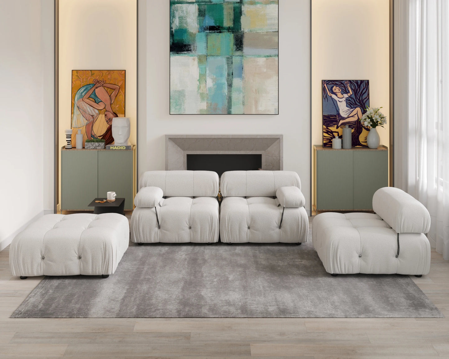 Sdorens Velvet L Shaped Sectional Sofa With Reversible Ottoman
