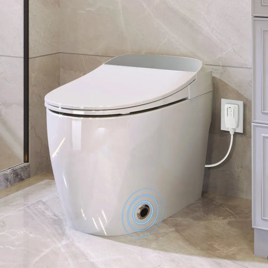 Heated Seat Smart Toilet One Piece Automatic Flush Foot Sensor
