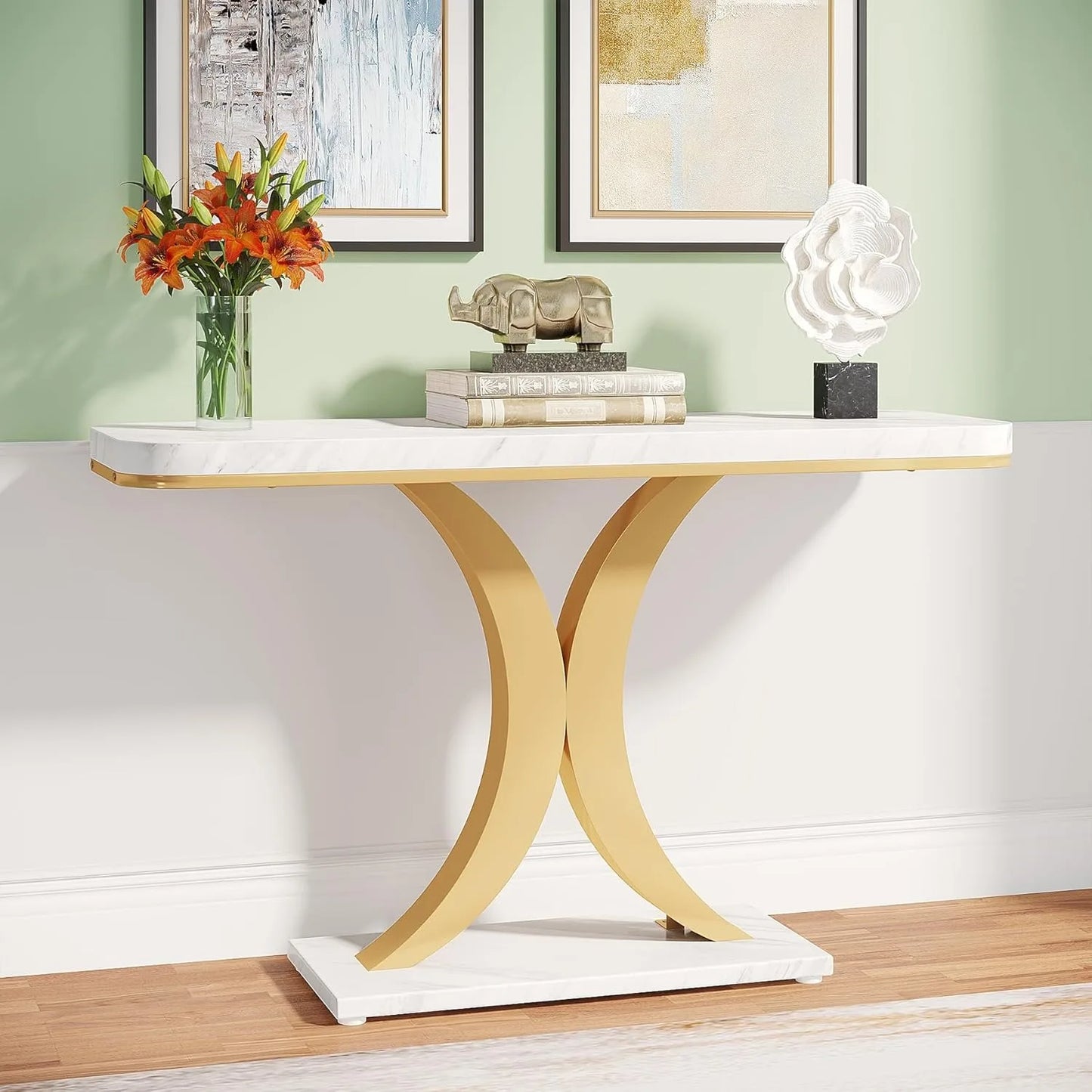 Little Tree Industrial Console Table With X Shaped Base