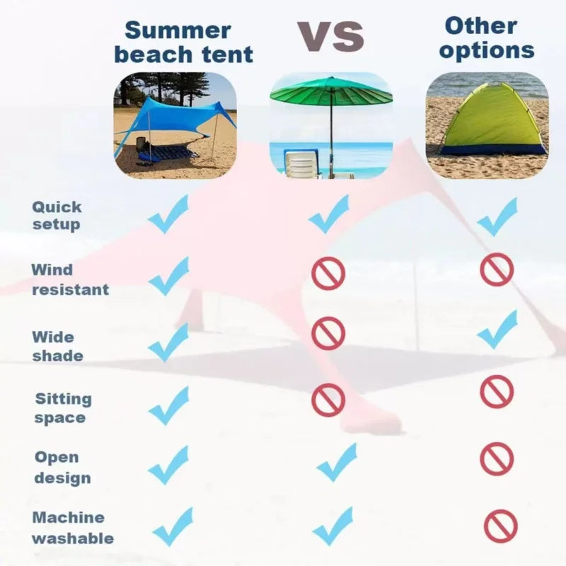 Family Beach Tent UV Protection Canopy for Outdoor Camping