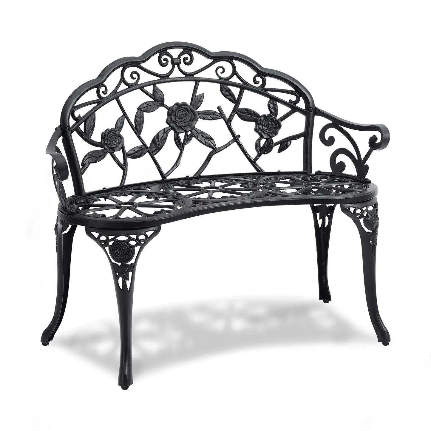 SucceBuy Outdoor Wood And Metal Garden Bench 480 Lbs Capacity