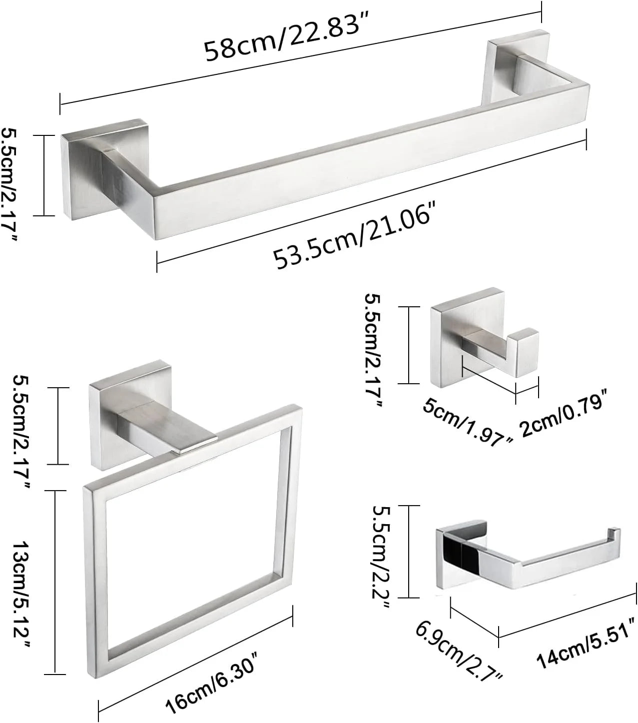 DQOK Bathroom Hardware Set Brushed Stainless Steel Bath Accessories