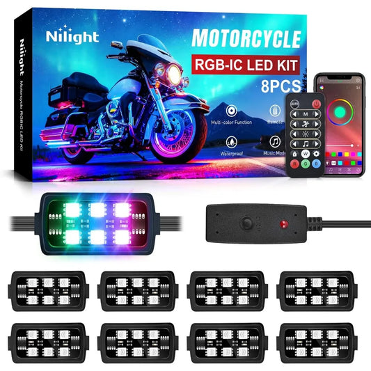 Nilight Motorcycle LED Strip Lights Kit with APP Remote Control
