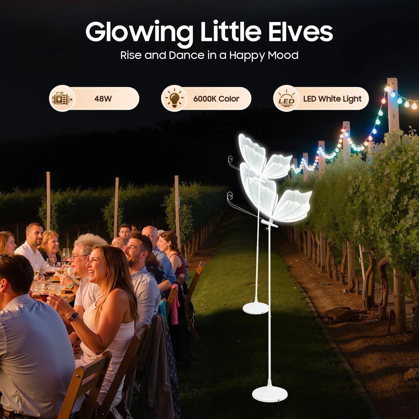Wedding Butterfly LED Floor Lamp With Adjustable Height 48W 110V