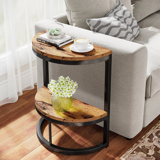 Tribesigns End Table Semi Circle With Storage Shelf For Sofa