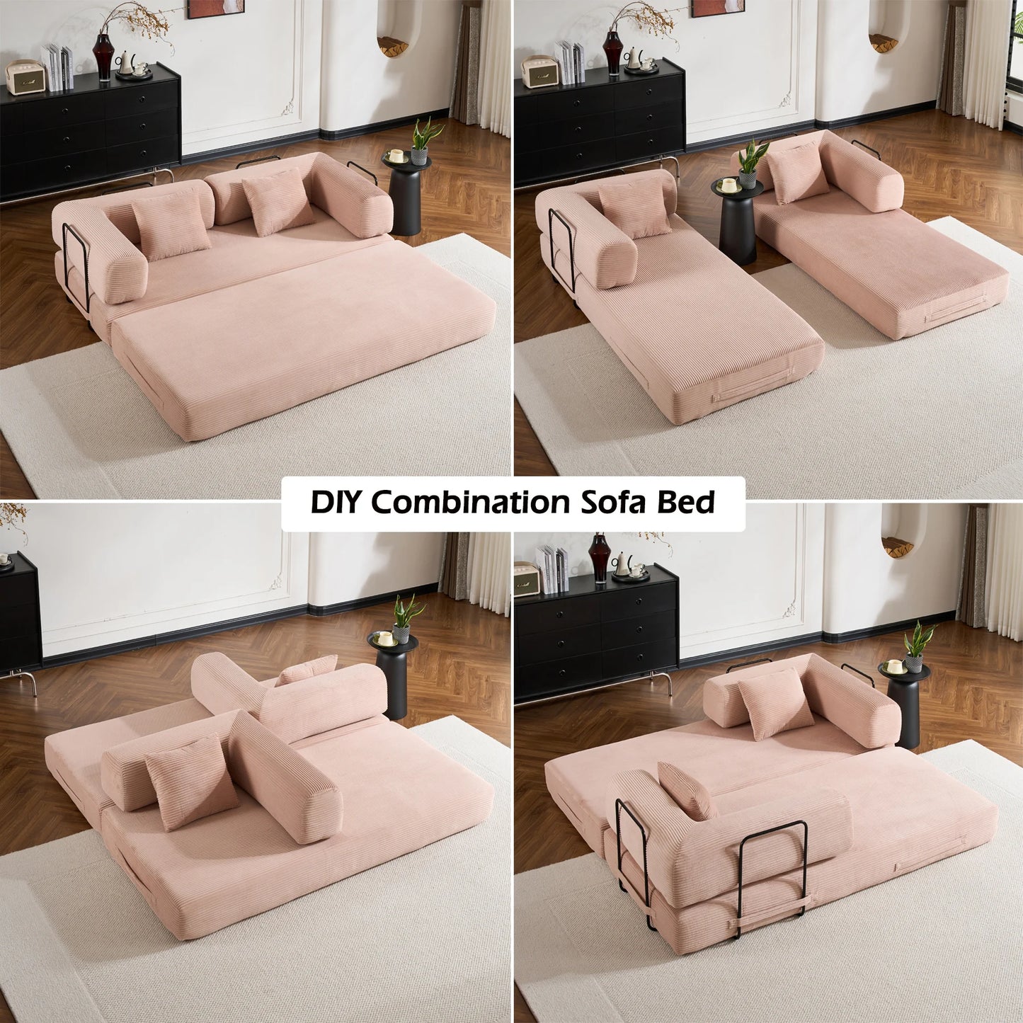 THOLASIS Velvet Folding Convertible Sofa Bed For Small Spaces
