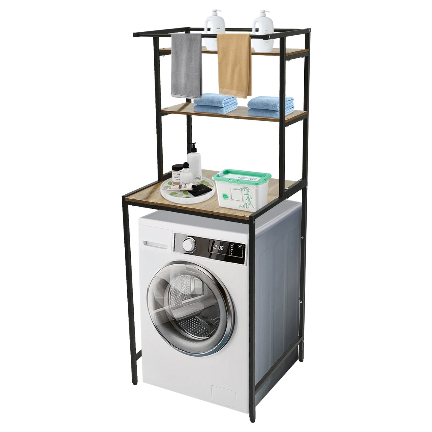 Triple Tier Washer And Dryer Shelf Cabinet Over Washing Machine