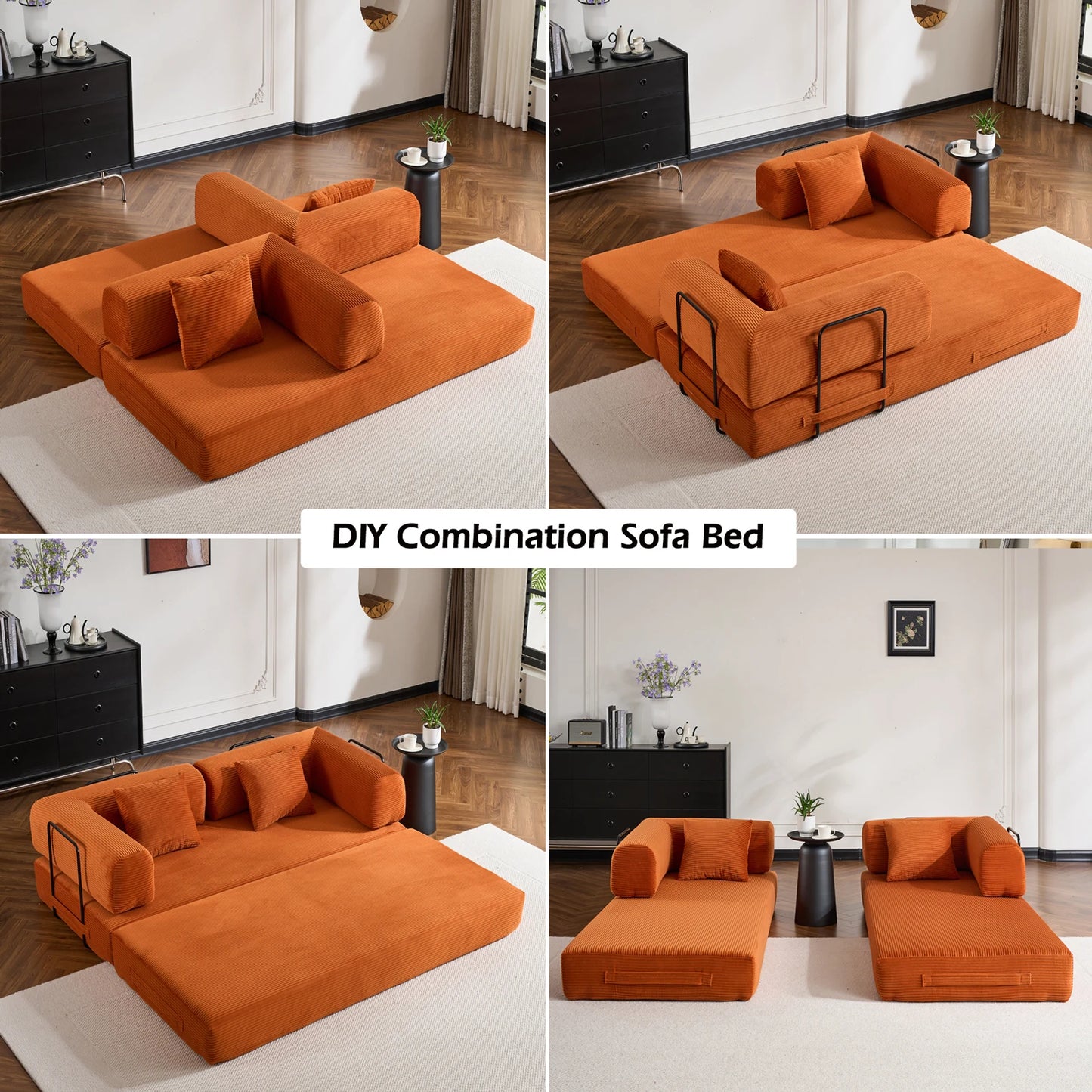 THOLASIS Velvet Folding Convertible Sofa Bed For Small Spaces