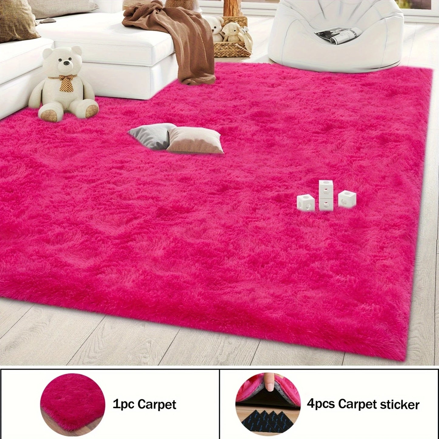 Non Slip Shag Rug For Living Room Nursery Plush Stickers