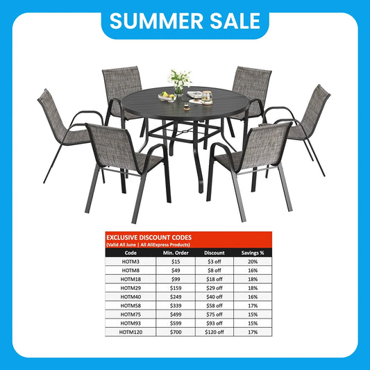Farini 7 Piece Outdoor Dining Set With Round Table Chairs