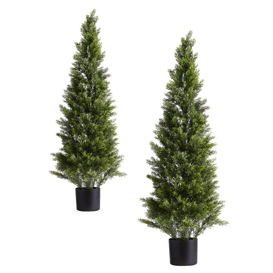 SucceBuy Artificial Topiary Cedar Trees Two Pack For Home Decor