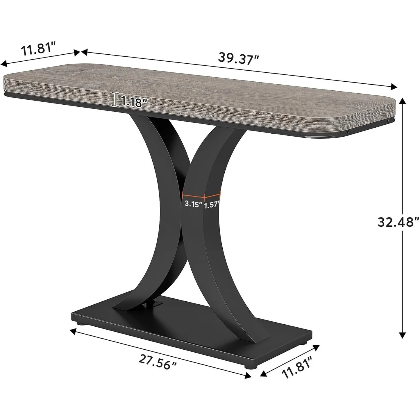 Little Tree Industrial Console Table With X Shaped Base