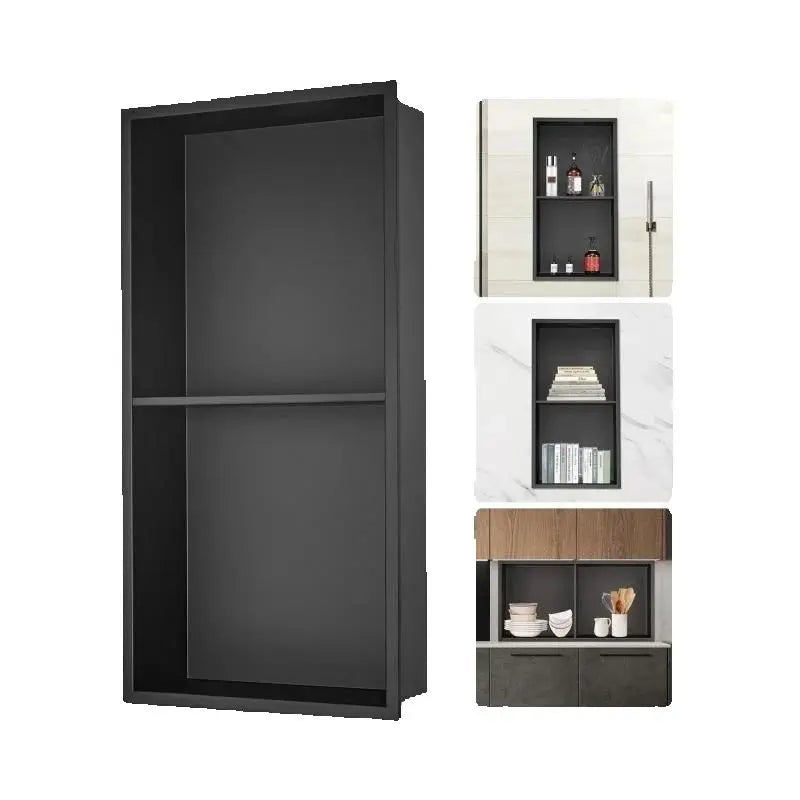SucceBuy No Tile Shower Niche 304 Stainless Steel Wall Inserted Double Shelves
