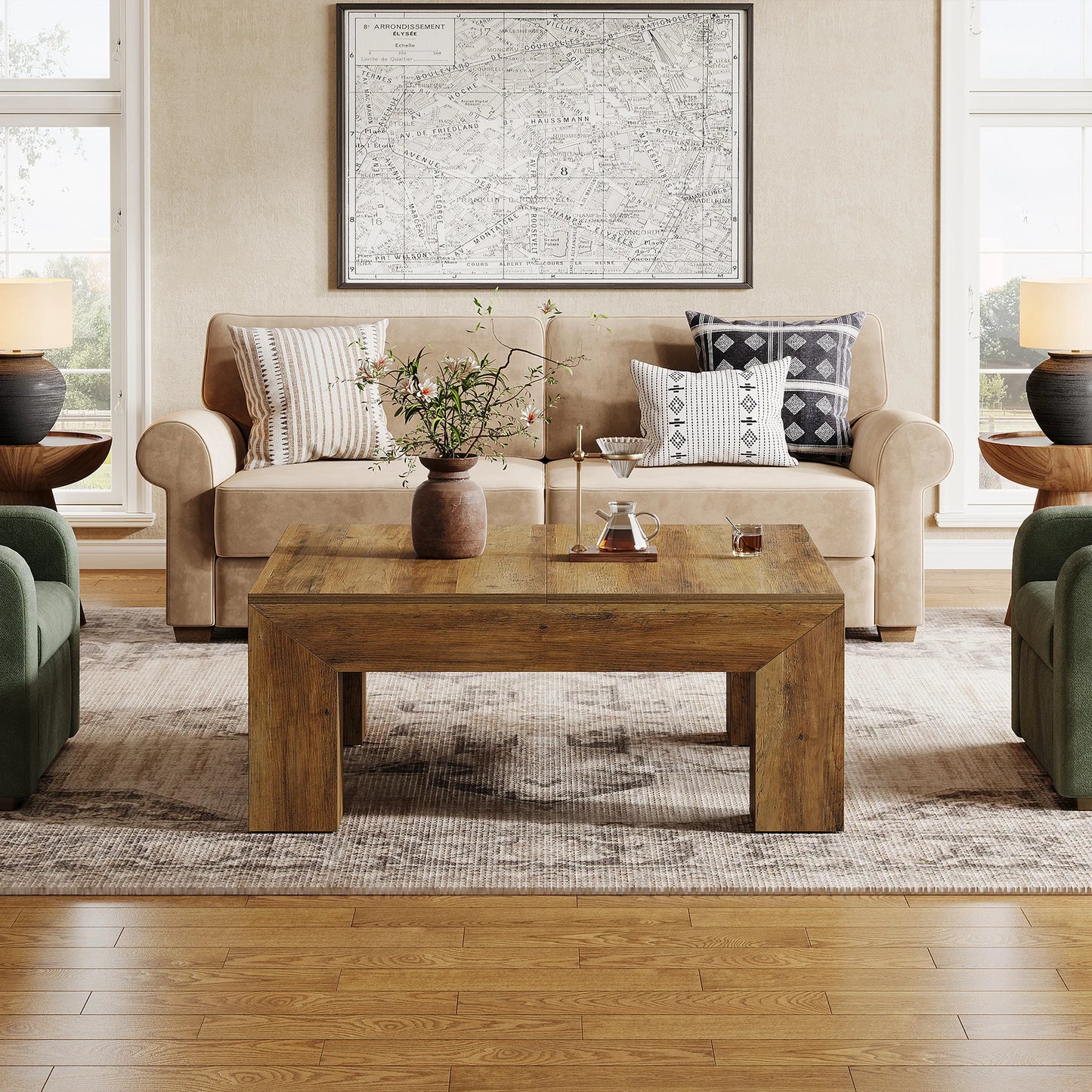 Tribesigns Square Coffee Table For Living Room With Wooden Legs