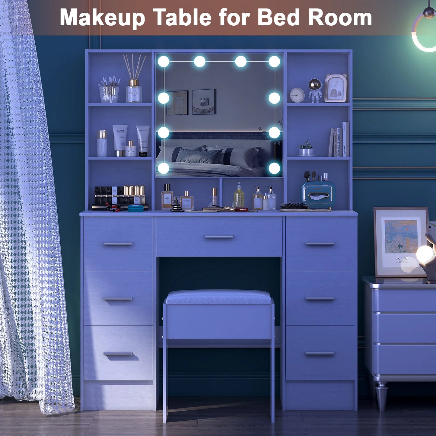 Onesaimei Minimalist Natural Wood Vanity With Light Up Mirror And Drawers