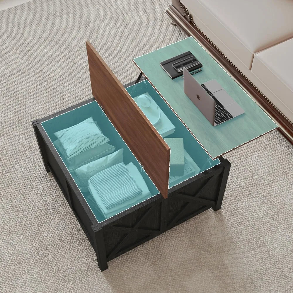 Lift Top Coffee Table With Storage Farmhouse Wood Rustic Living Room