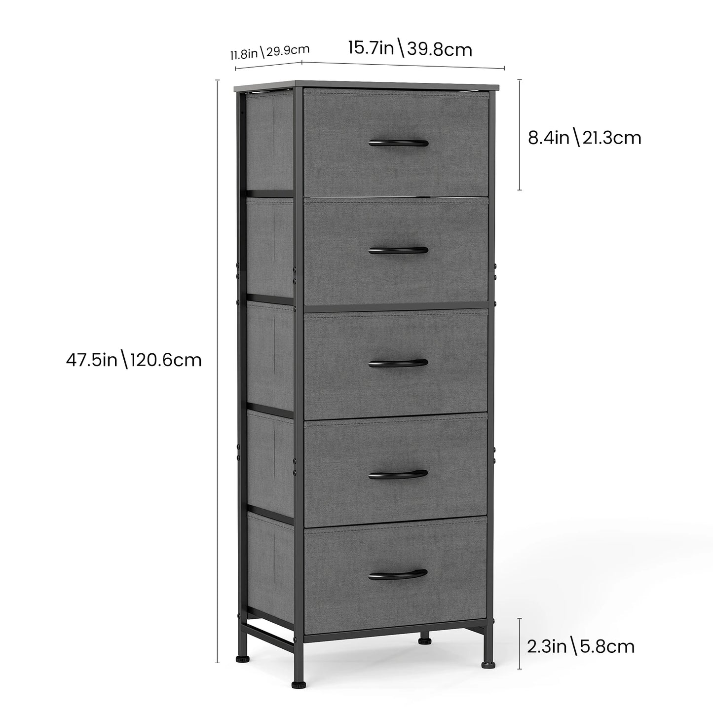 JHK Five Fabric Drawers Cabinet For Living Room Storage