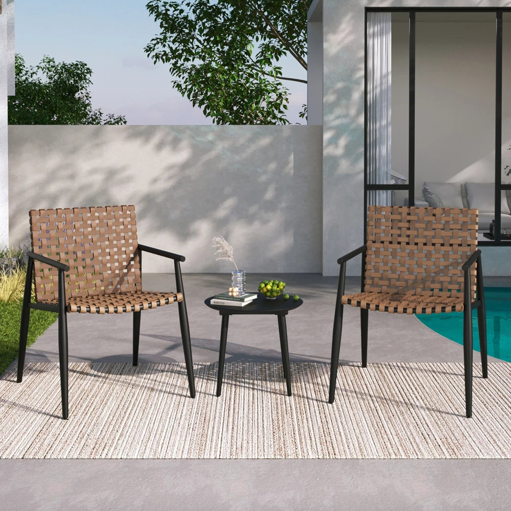 LISM PE Rattan Outdoor Chat Set With Glass Side Table