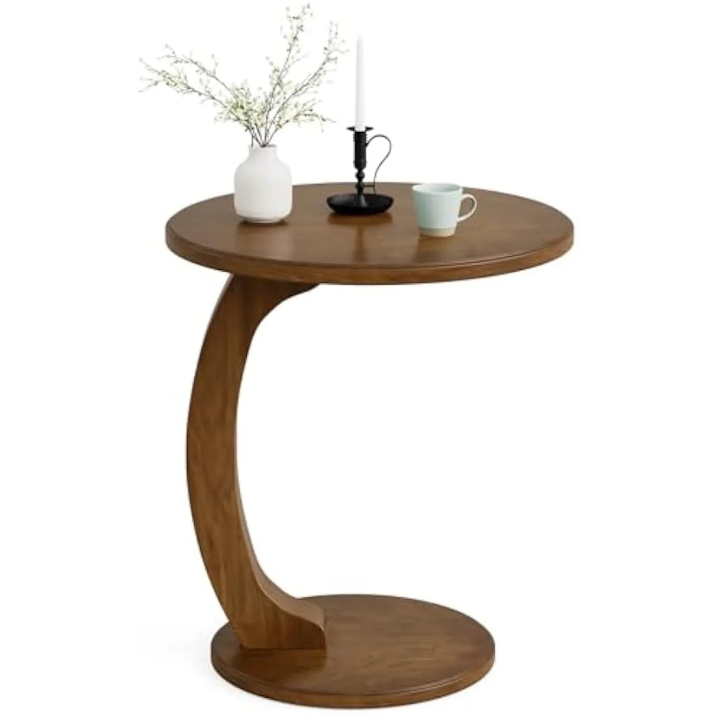 Little Tree Round C Shaped Wooden End Table For Living Room
