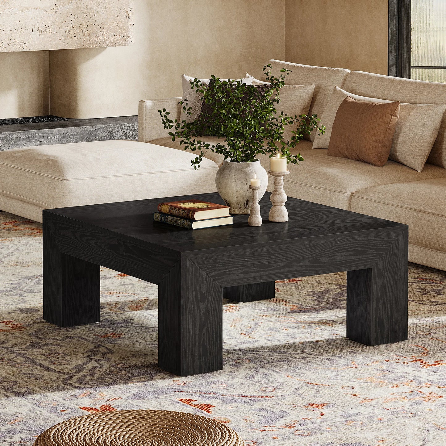 Tribesigns Square Coffee Table For Living Room With Wooden Legs