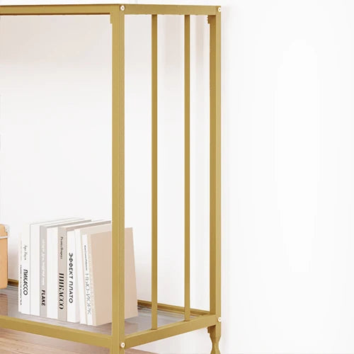 HobbyLane Hallway Console Table With Glass Shelf And Metal Frame