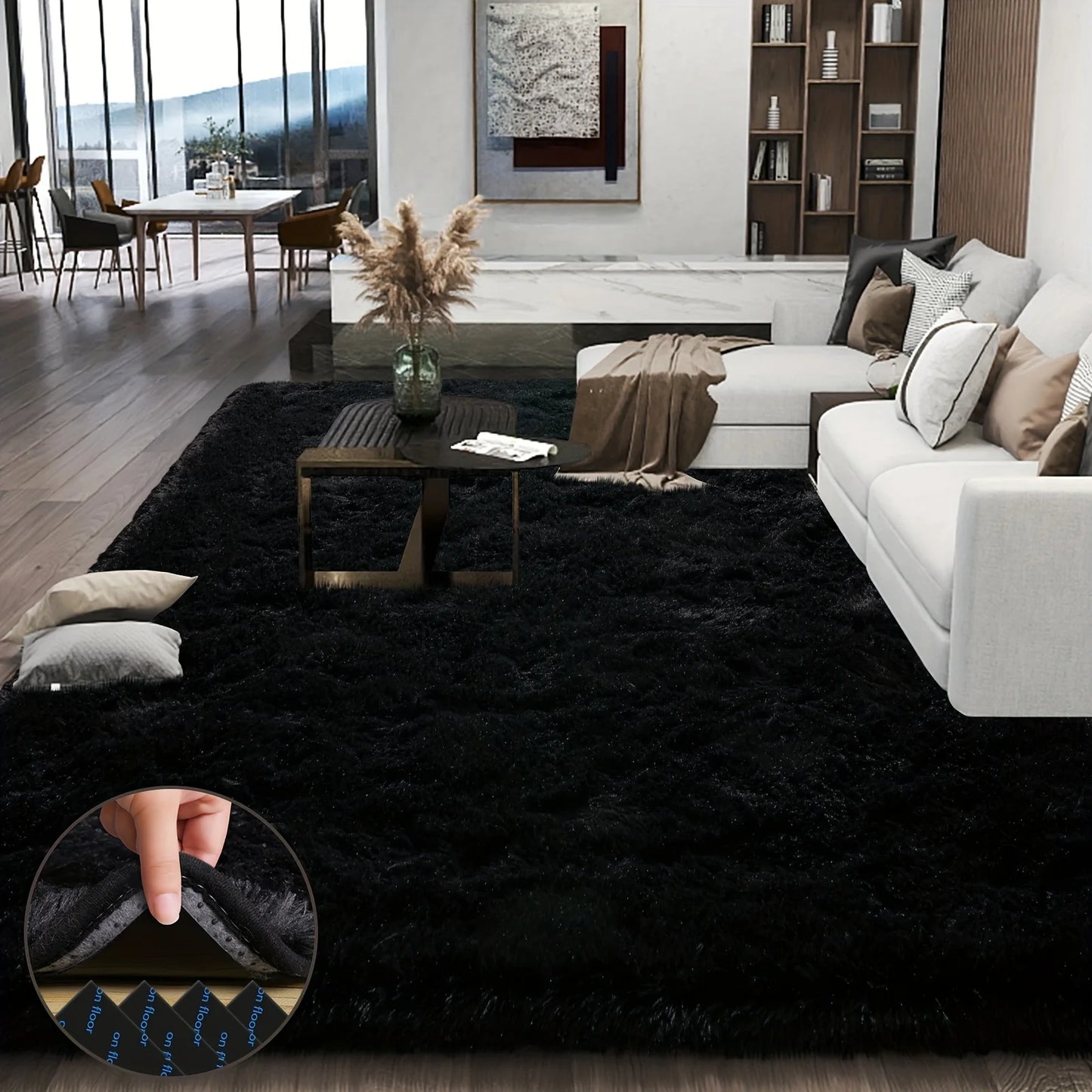 Geometric Plush Bedroom Rug 100 Percent Polyester Rectangle European Style