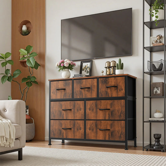 JHK Dresser With 7 Fabric Drawers Organizer Closet Chest