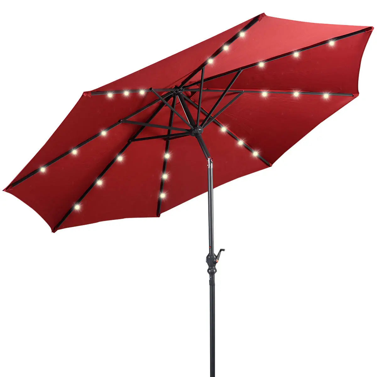 HOMASIS 10ft Solar LED Patio Umbrella With Tilt And Crank