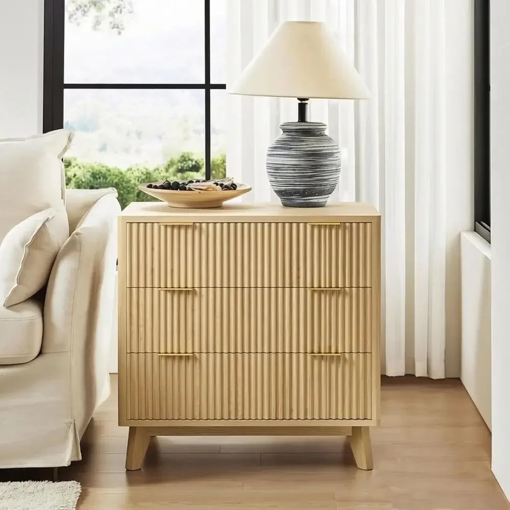 Set Of 2 Nightstands With USB Charging And Curved Drawers