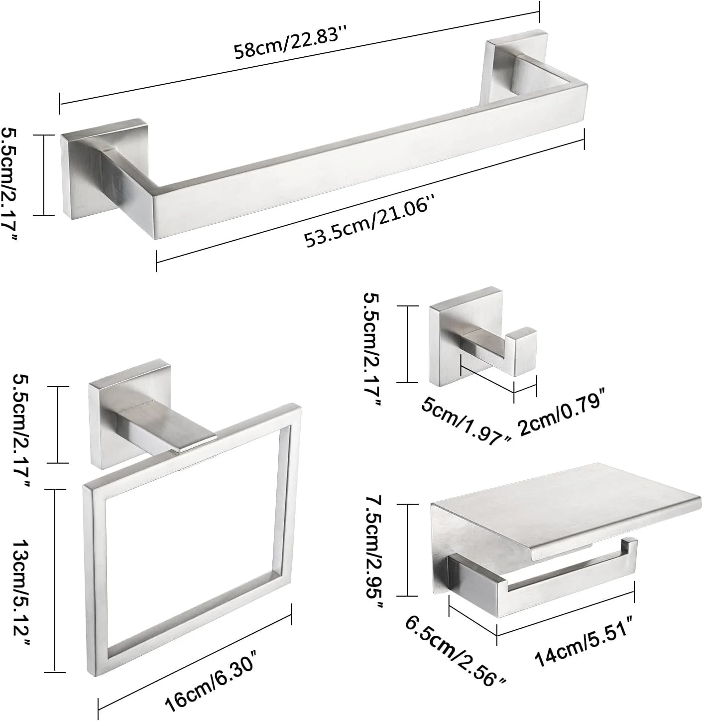 DQOK Bathroom Hardware Set Brushed Stainless Steel Bath Accessories